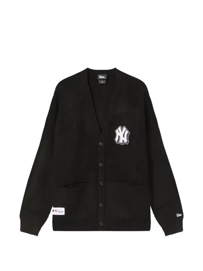New Era Logo-patch Knit Cardigan In Black