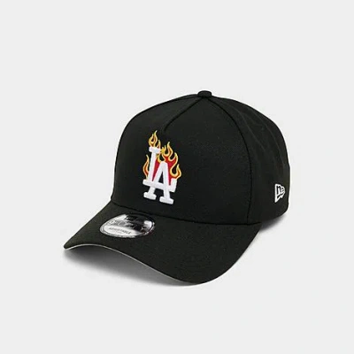 New Era Los Angeles Dodgers Mlb 9forty A-frame Flames Snapback Hat In Black