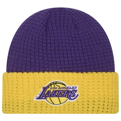 New Era Los Angeles Lakers  Lakers Waffled Knit Hat In Yellow/purple
