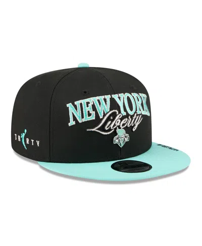 New Era Men's And Women's Black, Mint New York Liberty Wnba Tip-off 2026 Metal Badge A-frame 9fifty Snapback In Black,mint