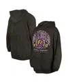New Era Men's And Women's Charcoal Los Angeles Lakers Oversized Essentials Pigment Wash Fleece Pullover Hood In Charcoal