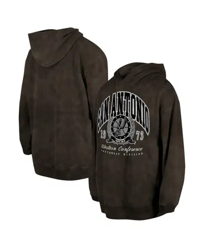 New Era Men's And Women's Charcoal San Antonio Spurs Oversized Essentials Pigment Wash Fleece Pullover Hoodi