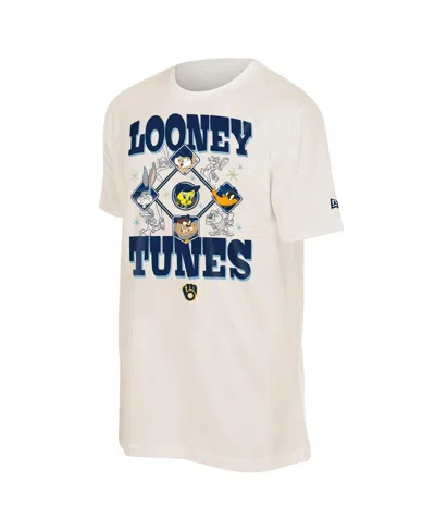New Era Men's And Women's Cream Milwaukee Brewers Looney Tunes T-shirt In Neutral