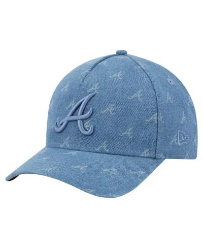 New Era Men's And Women's Denim Atlanta Braves A-frame 9forty Adjustable Hat In Blue