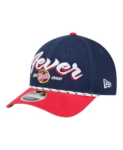 New Era Men's And Women's Navy/red Indiana Fever Team Loyal Script Two-tone M-crown 9forty Adjustable Hat In Blue