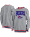 New Era Men's And Women's  Gray Philadelphia 76ers Vintage-like Throwback Crew Sweatshirt In Gray