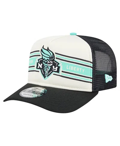 New Era Men's And Women's White/black New York Liberty Banner Foam Front 9fifty A-frame Adjustable Trucker H