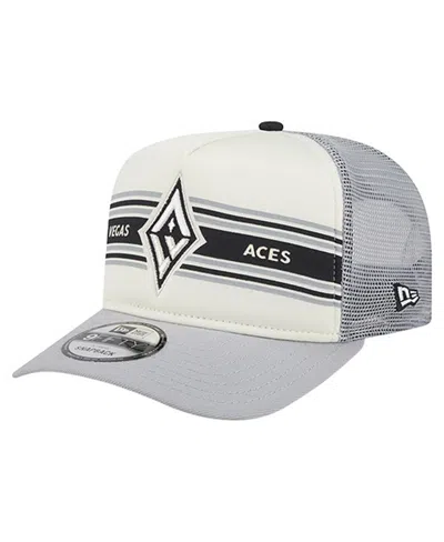 New Era Men's And Women's White/gray Las Vegas Aces Banner Foam Front 9fifty A-frame Adjustable Trucker Hat