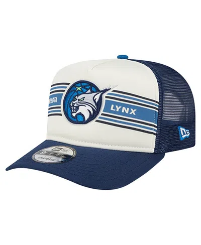 New Era Men's And Women's White/navy Minnesota Lynx Banner Foam Front 9fifty A-frame Adjustable Trucker Hat