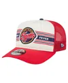 New Era Men's And Women's White/red Indiana Fever Banner Foam Front 9fifty A-frame Adjustable Trucker Hat In Red