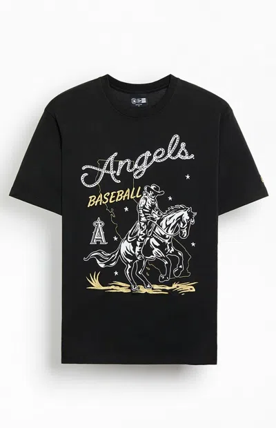 New Era Men's Angels Baseball Cowboy T-shirt In Black