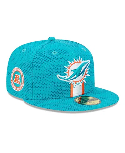 New Era Men's Aqua Miami Dolphins 2024 Sideline 59fifty Fitted Hat