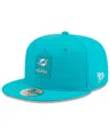 New Era Men's Aqua Miami Dolphins 2025 Sideline 59fifty Fitted Hat In Blue