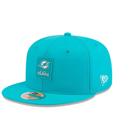 New Era Men's Aqua Miami Dolphins 2025 Sideline 59fifty Fitted Hat In Blue