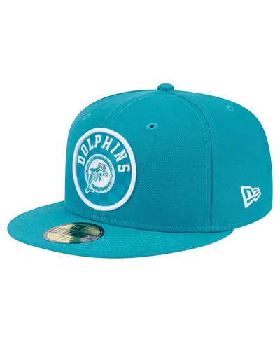New Era Men's Aqua Miami Dolphins Checkered 59fifty Fitted Hat