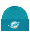 New Era Men's Aqua Miami Dolphins Checkered Cuffed Knit Hat In Aqua