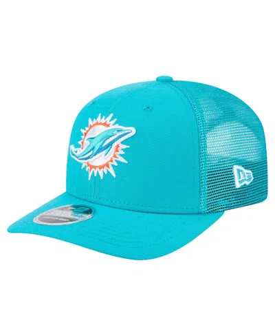 New Era Men's Aqua Miami Dolphins Main Trucker 9seventy Stretch Snap Hat