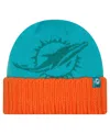 New Era Men's Aqua Miami Dolphins Oversize Cuffed Knit Hat In Aqua
