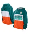 New Era Men's Aqua Miami Dolphins Ripstop Quarter-zip Hooded Windbreaker In Multi