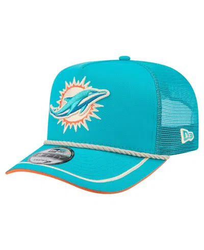 New Era Men's Aqua Miami Dolphins Vintage Team Rope A-frame Trucker 9fifty Snapback Hat