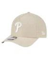 New Era Men's Beige Philadelphia Phillies Cotton Weave M-crown A-frame 9forty Adjustable Hat