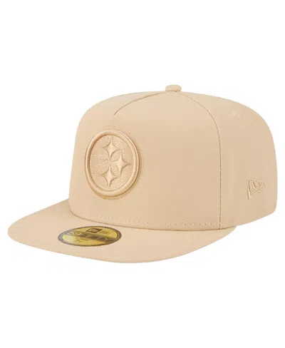 New Era Men's Beige Pittsburgh Steelers Color Pack A-frame 59fifty Fitted Hat In Brown