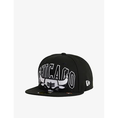 New Era Mens Black 59fifty Bulls Logo-embroidered Woven Baseball Cap