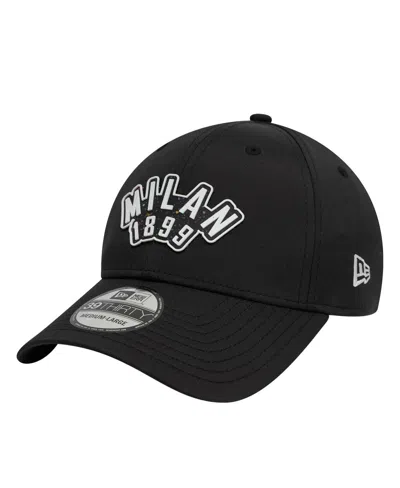 New Era Men's Black Ac Milan Recycled Rubber 39thirty Fitted Hat
