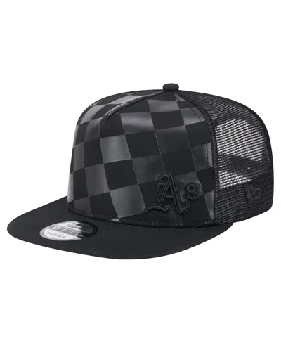 New Era Men's Black Athletics Score Check A-frame Trucker 9fifty Snapback Hat