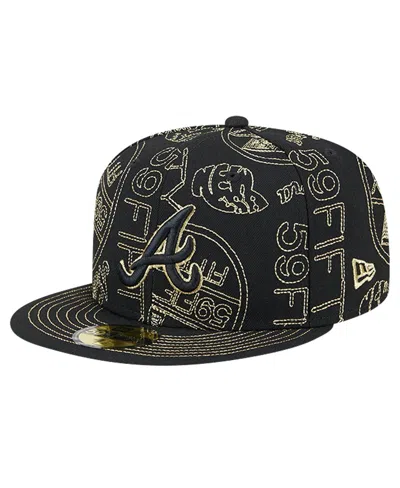 New Era Men's Black Atlanta Braves 59fifty Day Allover Fitted Hat