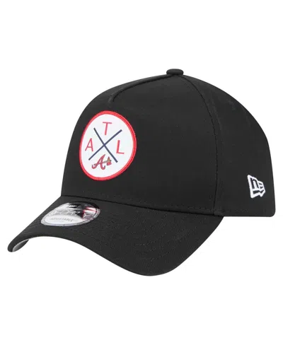 New Era Men's Black Atlanta Braves 9forty A-frame Adjustable Hat