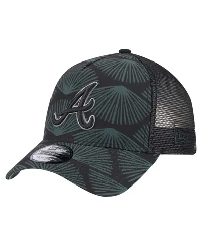 New Era Men's Black Atlanta Braves 9forty A-frame Trucker Adjustable Hat