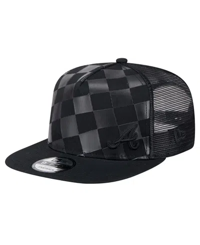 New Era Men's Black Atlanta Braves Score Check A-frame Trucker 9fifty Snapback Hat