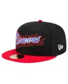 New Era Men's Black Atlanta Braves Shadow Stitch 59fifty Fitted Hat In Black