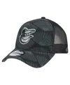 New Era Men's Black Baltimore Orioles 9forty A-frame Trucker Adjustable Hat In Black