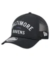 New Era Men's Black Baltimore Ravens Active Minimalist M-crown A-frame 9forty Adjustable Hat