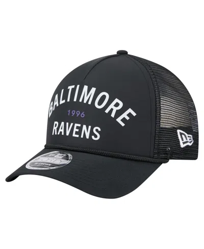 New Era Men's Black Baltimore Ravens Active Minimalist M-crown A-frame 9forty Adjustable Hat
