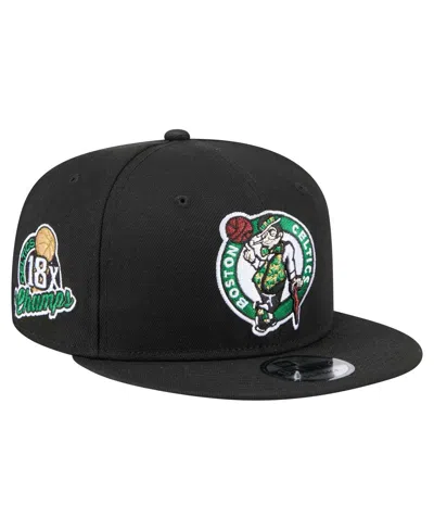 New Era Men's Black Boston Celtics Logo 18x Champs 9fifty Snapback Hat