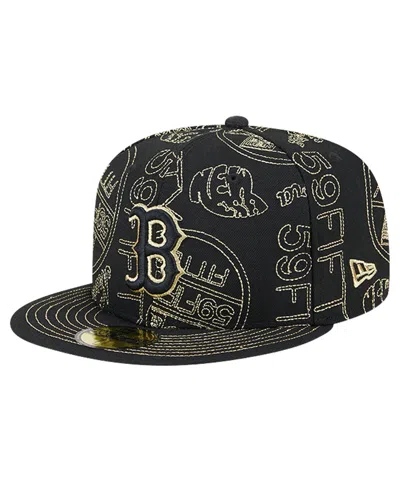 New Era Men's Black Boston Red Sox 59fifty Day Allover Fitted Hat