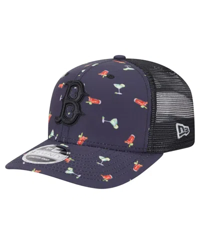 New Era Men's Black Boston Red Sox Adventure Drinks Pattern 9seventy Stretch-snap Hat