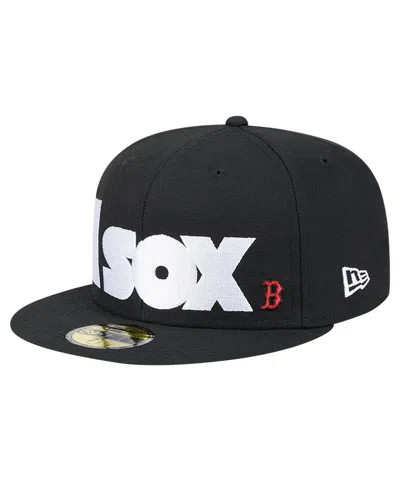 New Era Men's Black Boston Red Sox Checkered Undervisor 59fifty Fitted Hat