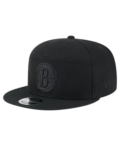 New Era Men's Black Brooklyn Nets Adventure Canvas Split Panel 9fifty Snapback Hat