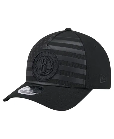 New Era Men's Black Brooklyn Nets Game Day Flag A-frame 9forty Adjustable Hat