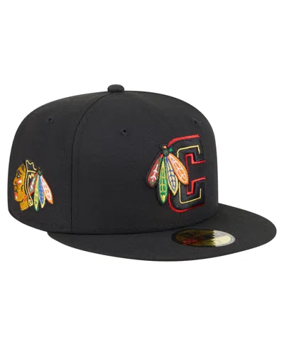New Era Men's Black Chicago Blackhawks Deceptor 59fifty Fitted Hat