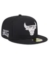 New Era Men's Black Chicago Bulls Camo Print Uv 59fifty Fitted Hat In Black