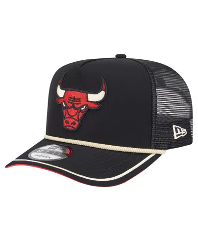 New Era Men's Black Chicago Bulls Vintage Team Rope A-frame 9fifty Snapback Hat