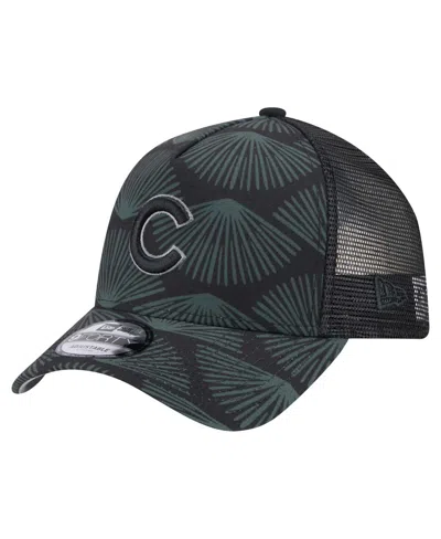 New Era Men's Black Chicago Cubs 9forty A-frame Trucker Adjustable Hat