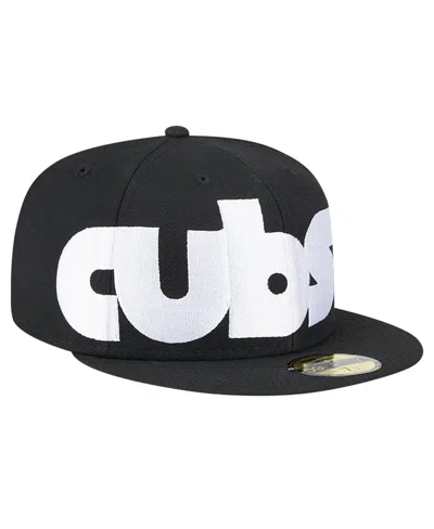 New Era Men's Black Chicago Cubs Checkered Undervisor 59fifty Fitted Hat