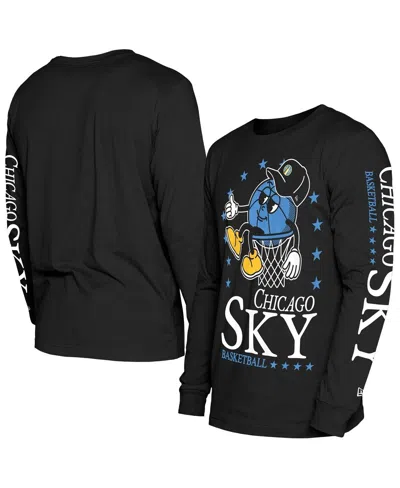 New Era Men's Black Chicago Sky Old School Sport Long Sleeve T-shirt