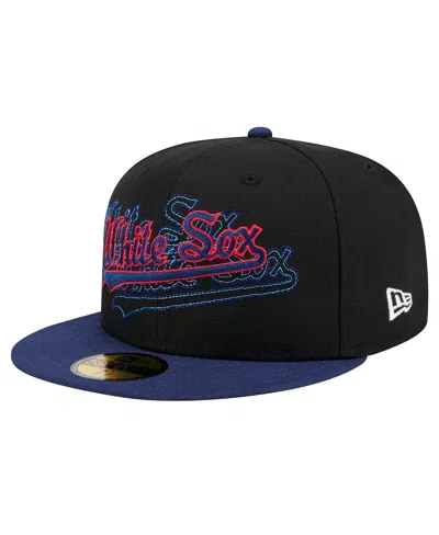 New Era Men's Black Chicago White Sox Shadow Stitch 59fifty Fitted Hat